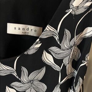 Sandro Black jumpsuit with White Botanical Print
